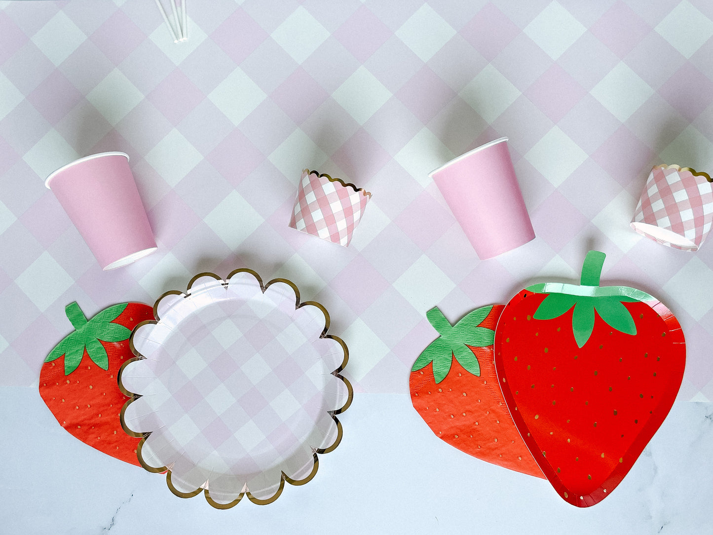 Pink Gingham Plates